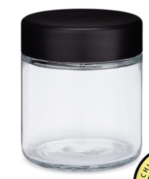 3oz Clear Glass Jar with Black CR Lid for Packaging Cannabis Flower Featured Image