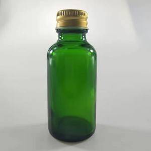 20-400 Neck Green Glass Bottle with Black Lotion Pump