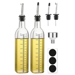 500ml Square Clear Glass Olive Oil Sauce Bottle with Spouting