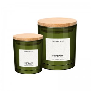 10OZ Thick Green Glass Candle Jar with Bamboo Lid
