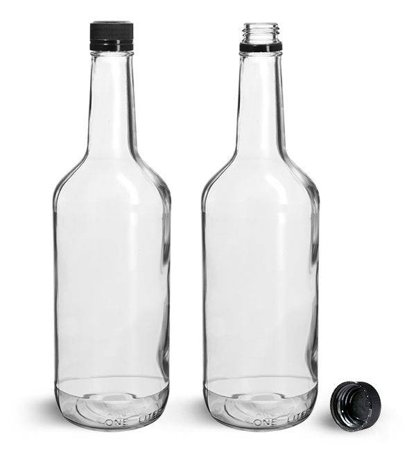 Manufactur standard Glass Growler Bottle - 32OZ Clear Long Neck Glass Liquor Mixer Bottle with Tamper Evident Cap – Menbank