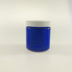 Chinese Professional Aluminum Lid - MBK 4OZ 120ml Balm Blue Glass Jar with Ribbed White Lid – Menbank