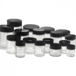 300ml Clear Straight Side Glass Jar with Black Lid