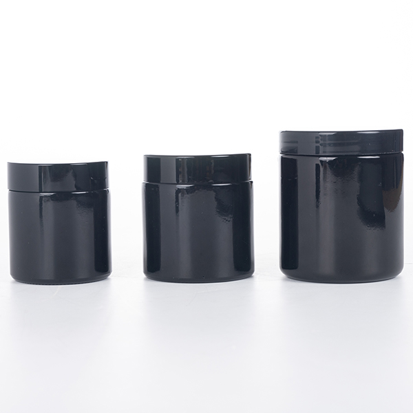 3OZ Black Glass Stash Jar with Black Plastic Lid Featured Image