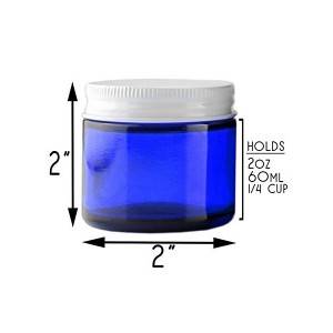 MBK 60ml 2OZ Cobalt Blue Glass Jar With White Metal Lid