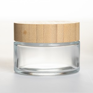 100ml Clear Glass Cream Cosmetic Container Jar with Bamboo Lid