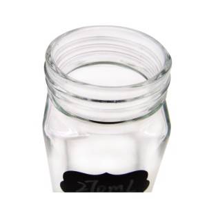 250ml Transparent Square Canister Glass Jar with Stainless Steel Lid for Storage
