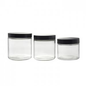 300ml Clear Straight Side Glass Jar with Black Lid