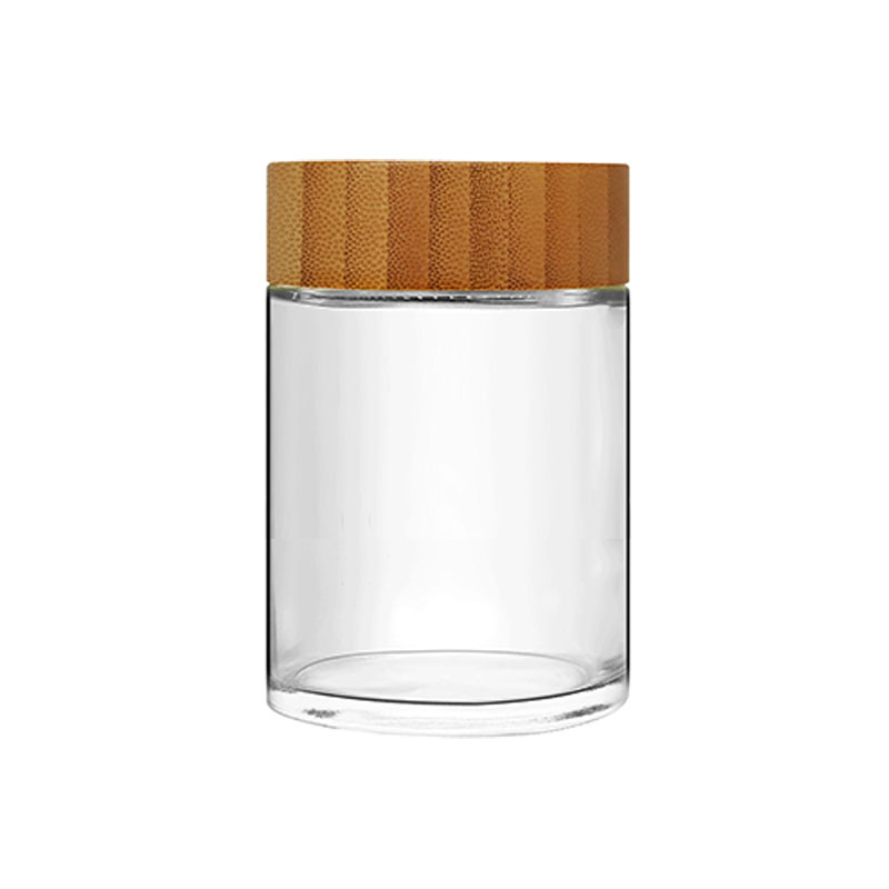 6OZ Round Straight Sided Glass Jar with Child Resistant Bamboo Lid Featured Image