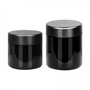 3OZ Opaque Black  Straight Sided Glass Jar with Childproof Lid