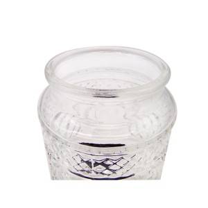 500ML 16OZ Emboosed Antique Glass Coffee Jar with Glass Lid