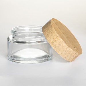 60ml Clear Glass Cream Cosmetic Jar with Bamboo Lid