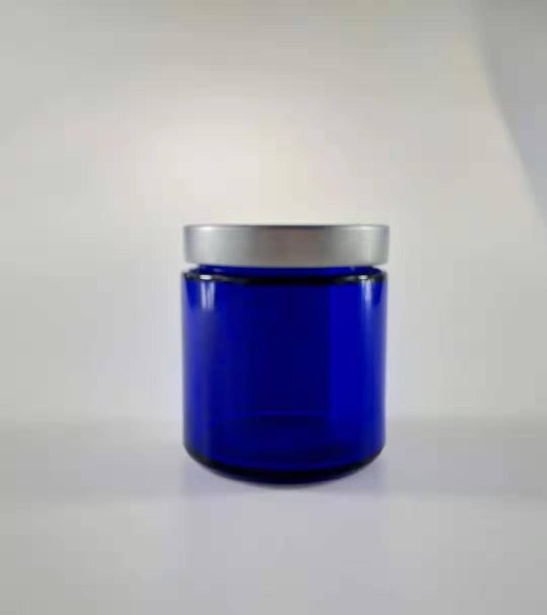 2017 wholesale price Metal Lid - MBK Personal Care 4OZ Cobalt Blue Glass Jar with Silver Lid – Menbank