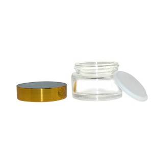 MBK Packaging 30g Clear Glass Cream Jar container with Gold Lid
