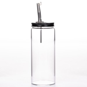 16OZ Boroslicate Glass Drinking Bottle with Pouring Lid