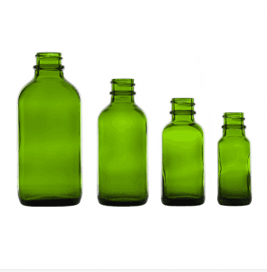 60ml Green Glass Boston Round Bottle with Dropper Lid