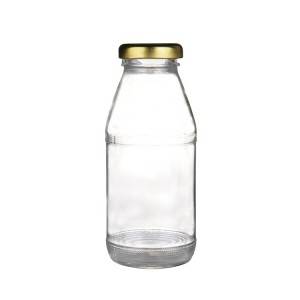 250ml Clear Glass Juice Beverage Bottle with Gold Lug Lid