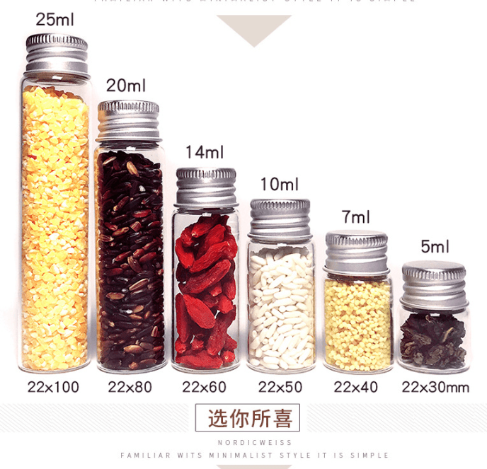 PriceList for Glass Bottle Empty - Glass Tube Bottle with Metal Lid for Candy Seeds – Menbank