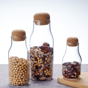 Custom  Borosilicate Glass Food Storage jar Container with Cork