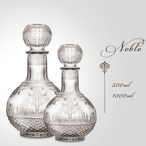 Cheap price Drinking Mason Jar - 500ml 1000ml Embossed Whiskey Glass Decanter Bottle with Stopper – Menbank