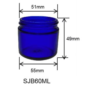 60ml 2OZ Cobalt Blue Glass Jar with Gold Metal Lid