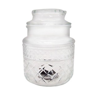 1L Antique Large Wide Mouth Diamond Glass Dessert Jar