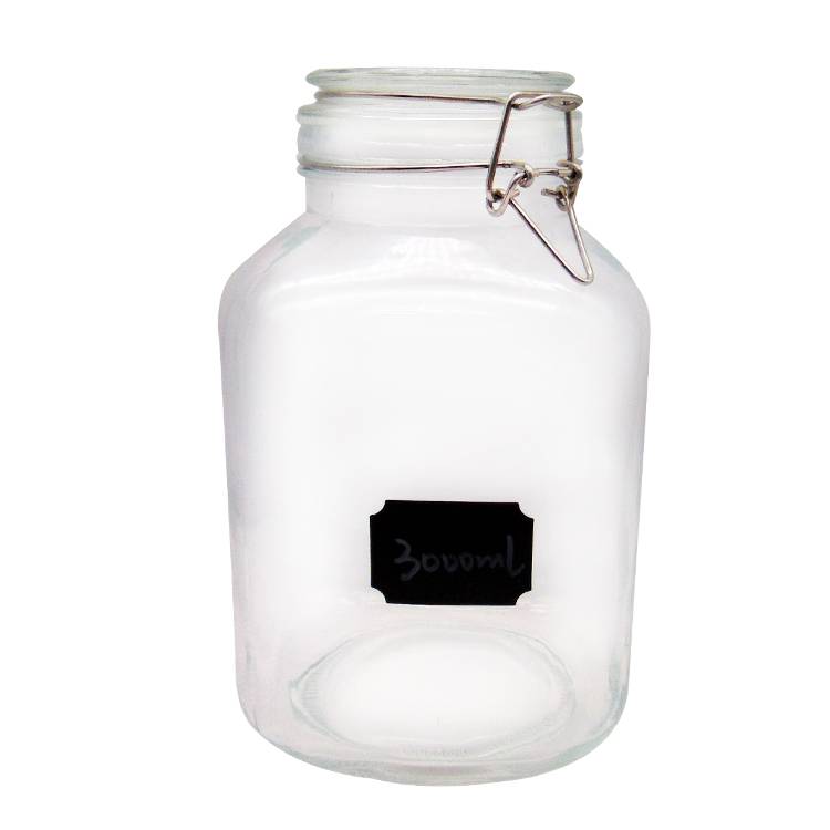 Hot sale Factory Kombucha Bottle - China Large Square 3L Glass Flour Storage Container with Clamp Top – Menbank