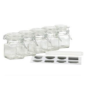 750ml Flint Square Glass Seed Storage Jar with Clip Lid