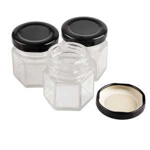 1.5OZ Hexagon Mini Glass Spice Jar with Lug Lid