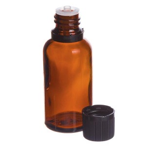 30ml Amber Glass Essential Oil Bottle with Silver Dropper Lid