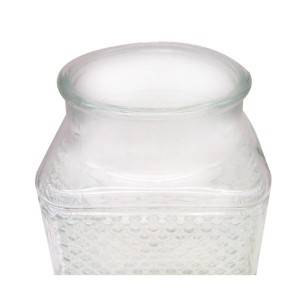 1L Antique Square Lidded Glass Canister Container Jar