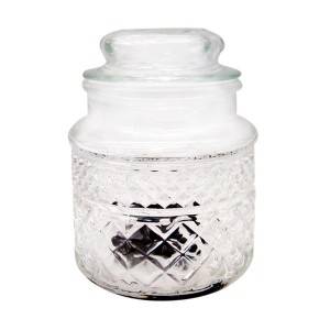 Hot-selling Glass Candy Jar - 500ML 16OZ Emboosed Antique Glass Coffee Jar with Glass Lid – Menbank