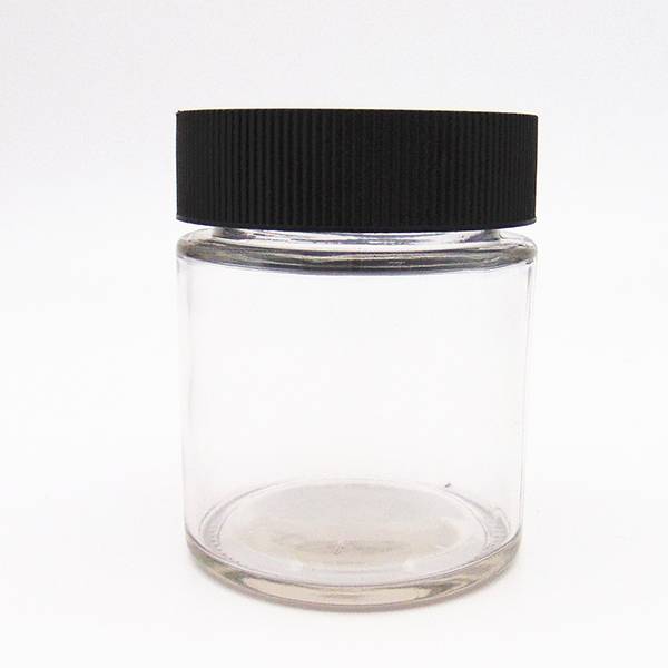 New Arrival China Glass Jar Black Lid - MBK 3OZ 90ml Clear Cannabis Container Jar with Child Resistant Lid – Menbank