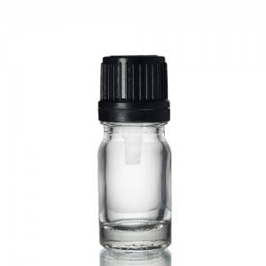 High Quality Glass Oil Bottle - MBK 5ml Clear Glass Bottle with Black Lid and Insert – Menbank