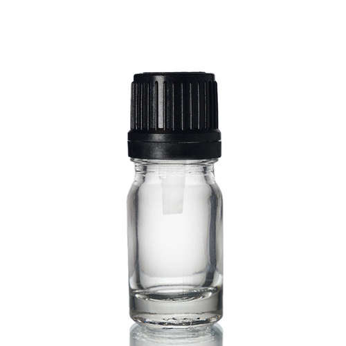 Professional China Square Glass Bottles - MBK 5ml Clear Glass Bottle with Black Lid and Insert – Menbank