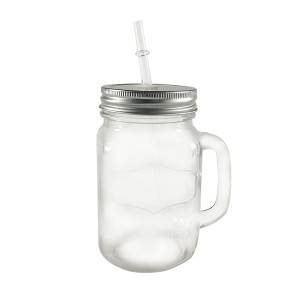 Wholesale Wide Mouth Mason Jar Lid - MBK Packaging 12oz Round Storage Handle Glass Mason Jar With Lid And Straw – Menbank