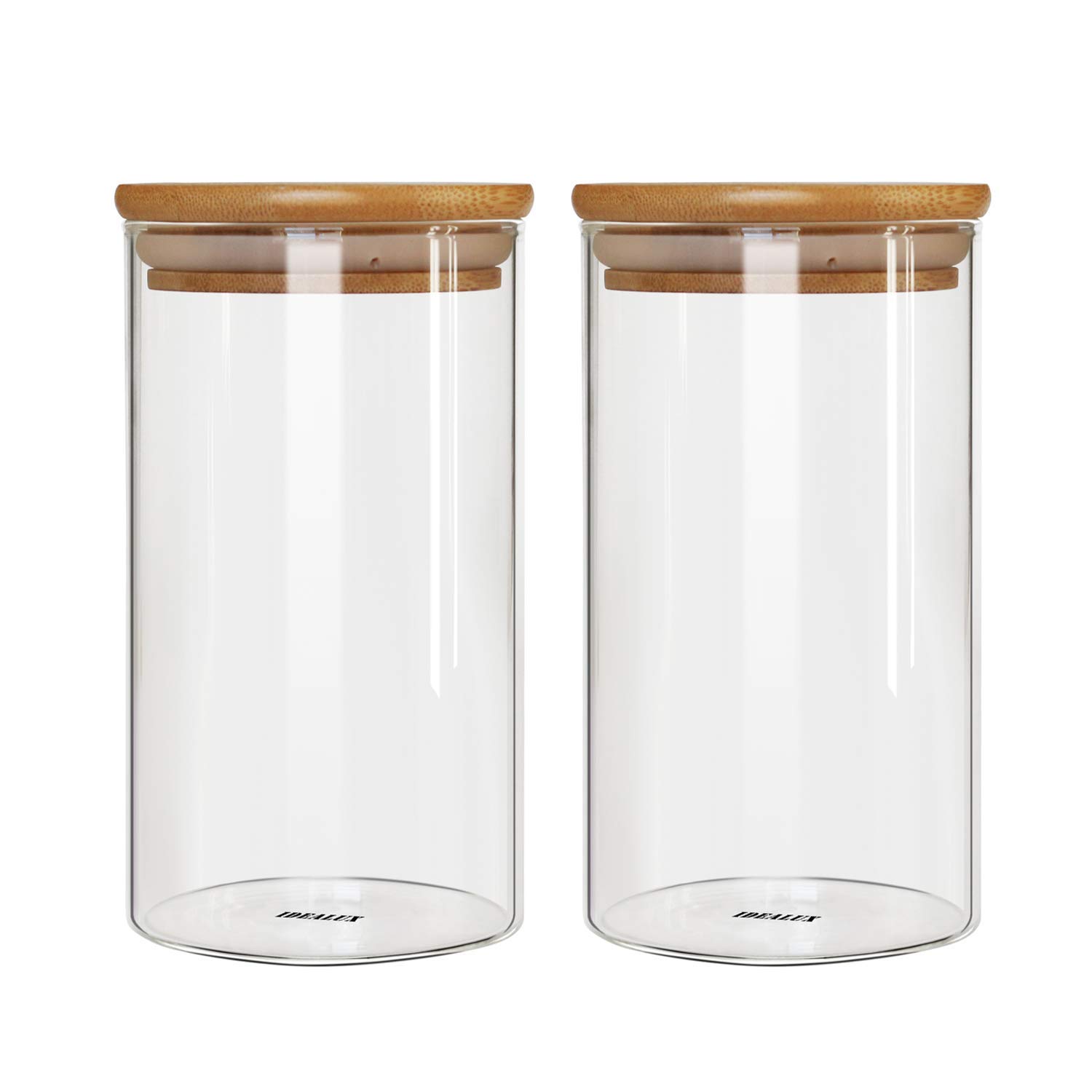Original Factory Glass Bottle Jars - Transparent Cylinder Glass Storage Jar with Wooden Lid – Menbank