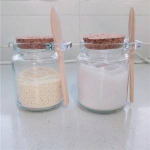 8.5OZ Round Clear Bath Salt Glass Jar with Cork and Spoon