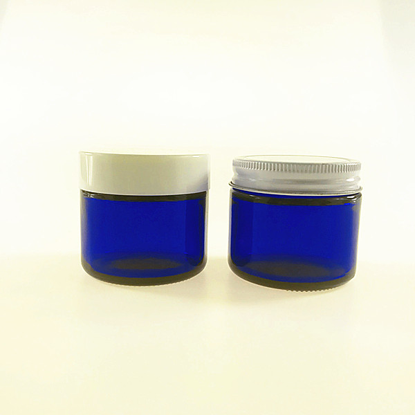 Factory wholesale Vintage Mason Jar Lid - MBK Packaging 2OZ Blue Glass Stash Jar with White ABS Lid – Menbank