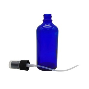 MBK 100ml Blue Glass Essential Oil Bottle with Black Mist Sprayer