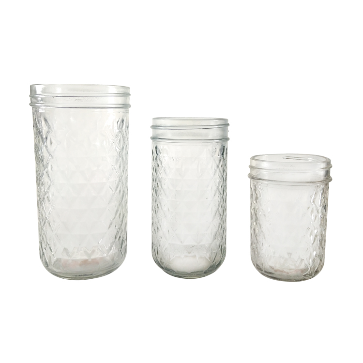 Big discounting Glass Bottle With Stopper - 16OZ 32OZ Quilted Glass Jar Planter Crystal Glass Jar 5 – Menbank