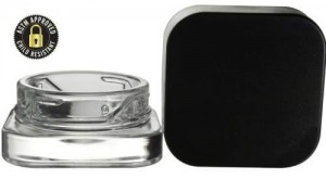 Square Clear Cube Glass Concentrate Jar with Black and White CR Lid