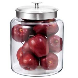 2 gallon Glass flour Jars with Fresh Sealed Brushed Metal Lids