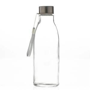 500ml 16OZ Glass Sport Water Bottle with Stainless Steel Lid