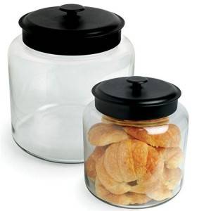 2 gallon Glass flour Jars with Fresh Sealed Brushed Metal Lids