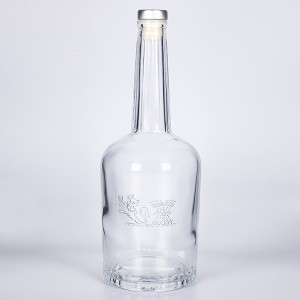 750ml Long Neck Embossed Glass Vodka Bottle