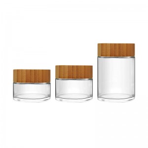 2OZ Clear Straight Sided Chilproof Glass Jar with Bamboo Lid