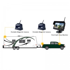 1 CH7 inch Monitor Rechargeable Battery Powered Magnetic Mounted RV Truck Semi Trailer Van Wireless Backup Camera System