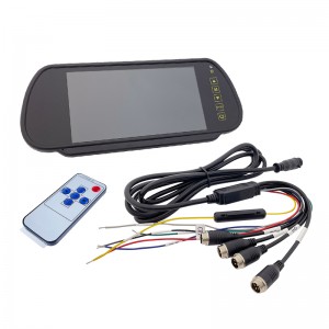 4 Channel Quad Image 7” Full Screen Car Mirror Camera Lcd Monitor In Rear View Mirror
