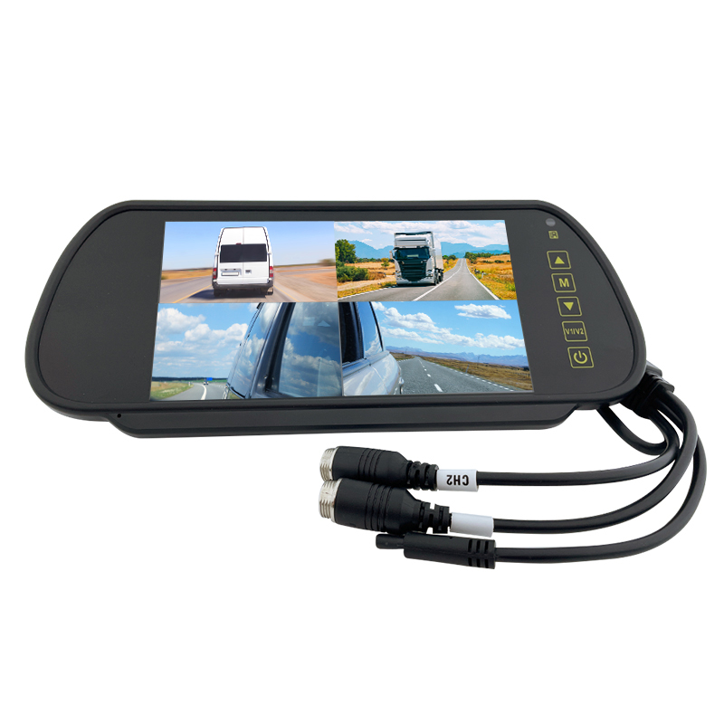 4 Channel Quad Image 7” Full Screen Car Mirror Camera Lcd Monitor In Rear View Mirror Featured Image
